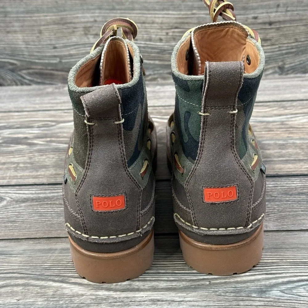 Polo‎ Ralph Lauren Ranger Mid Camo Suede Boots Taupe Mens Size 9.5 NEW